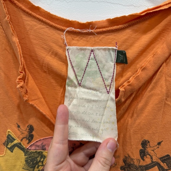 Vintage Y2K Old Navy Orange Heart Printed Tee XXL - Picture 6 of 8